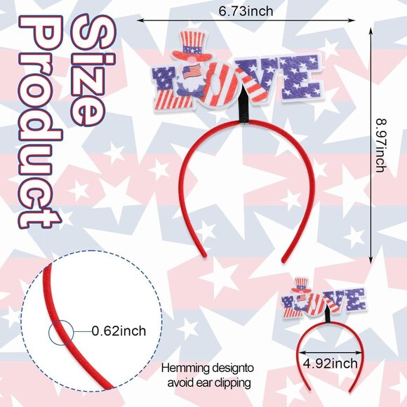 1pc Patriotic Party Accessories,Patriotic Headbands Patriotic Party Hair Supplie - Picture 3 of 7
